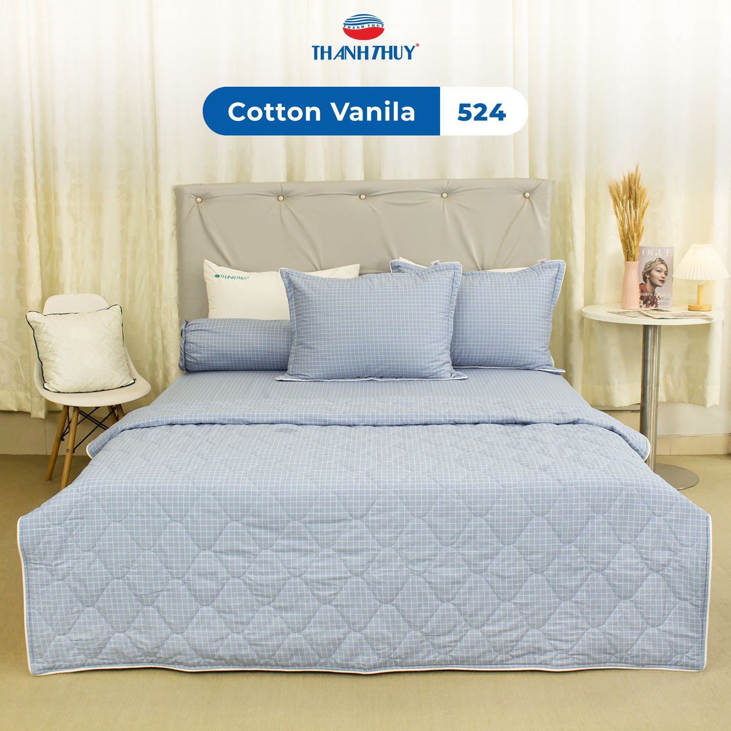  Bộ Ga Bọc Cotton Vanila (Vỏ Gối Không Lót Gòn) 524 
