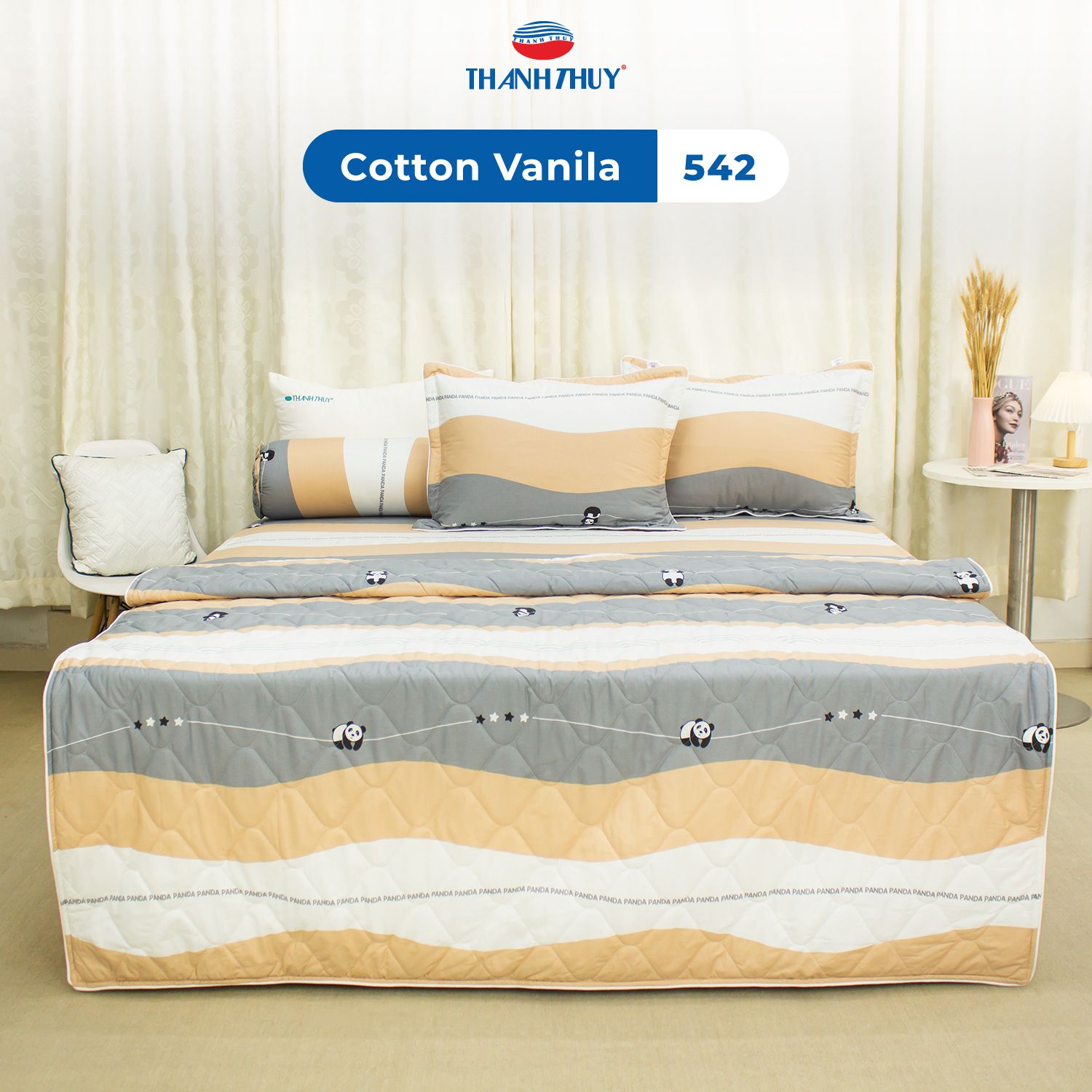  Bộ Ga Bọc Cotton Vanila (Vỏ Gối Không Lót Gòn) 542 