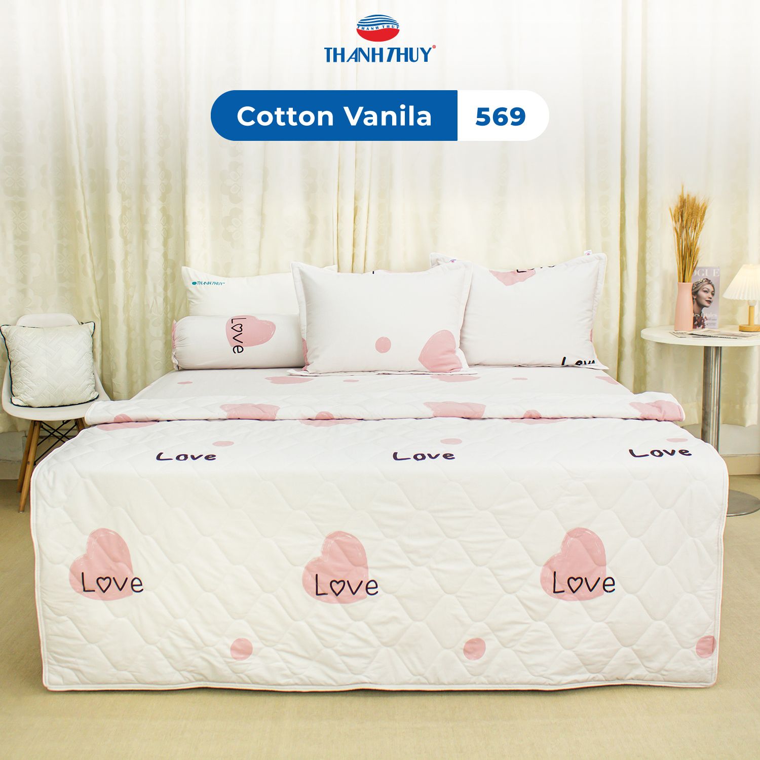  Bộ Ga Bọc Cotton Vanila (Vỏ Gối Lót Gòn) 569 