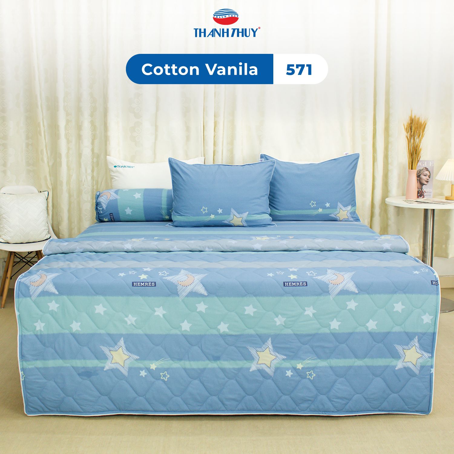  Bộ Ga Bọc Cotton Vanila (Vỏ Gối Không Lót Gòn) 571 