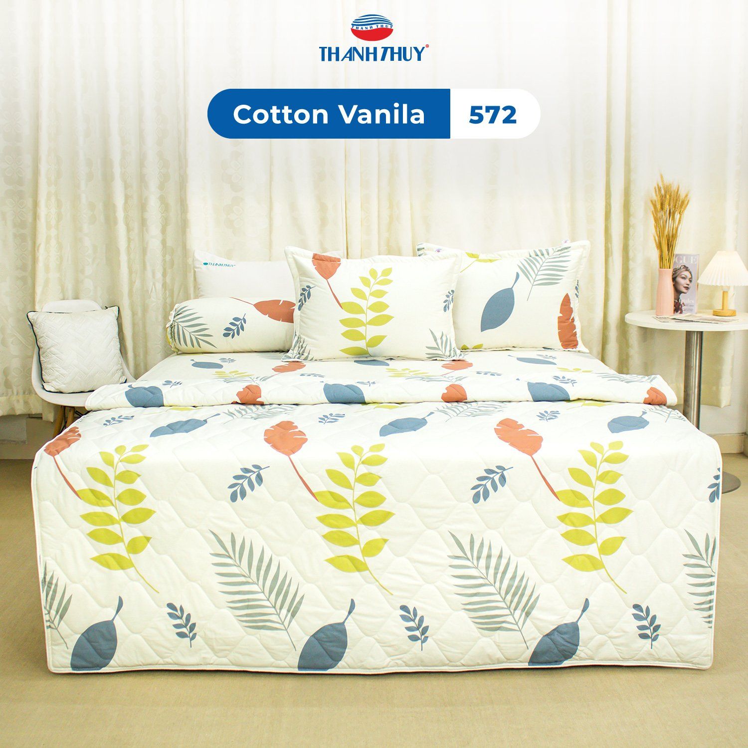  Bộ Ga Bọc Cotton Vanila (Vỏ Gối Không Lót Gòn) 572 