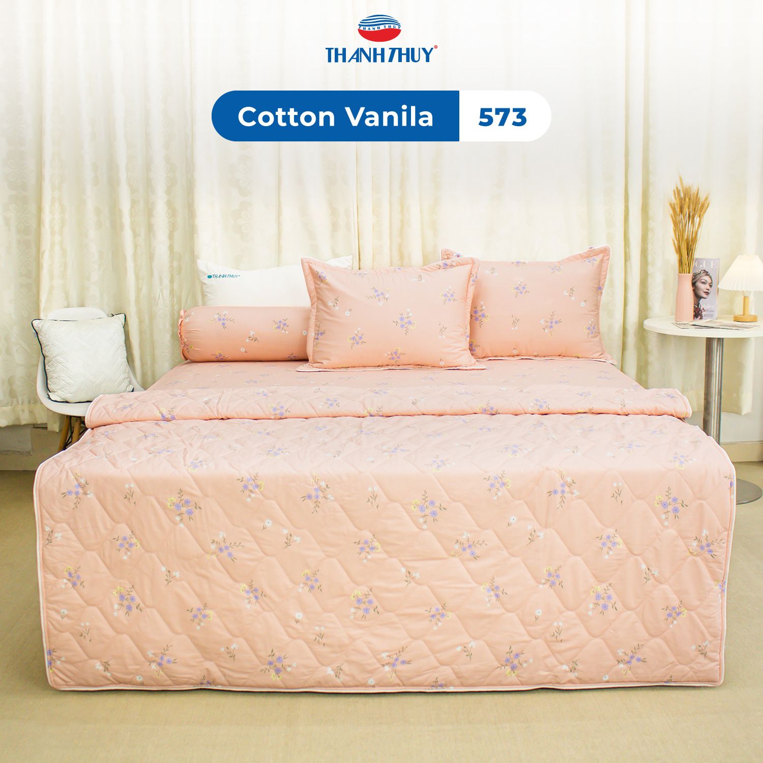  Bộ Ga Bọc Cotton Vanila (Vỏ Gối Không Lót Gòn) 573 