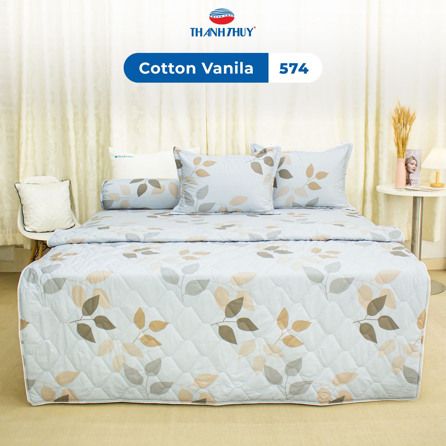  Bộ Ga Bọc Cotton Vanila (Vỏ Gối Lót Gòn) 574 