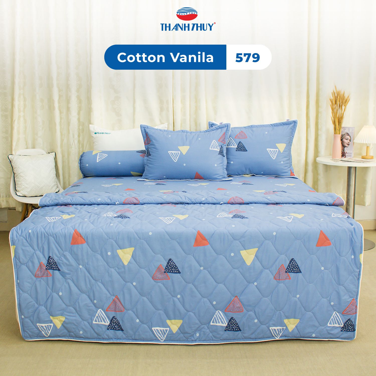  Bộ Ga Bọc Cotton Vanila (Vỏ Gối Không Lót Gòn) 579 
