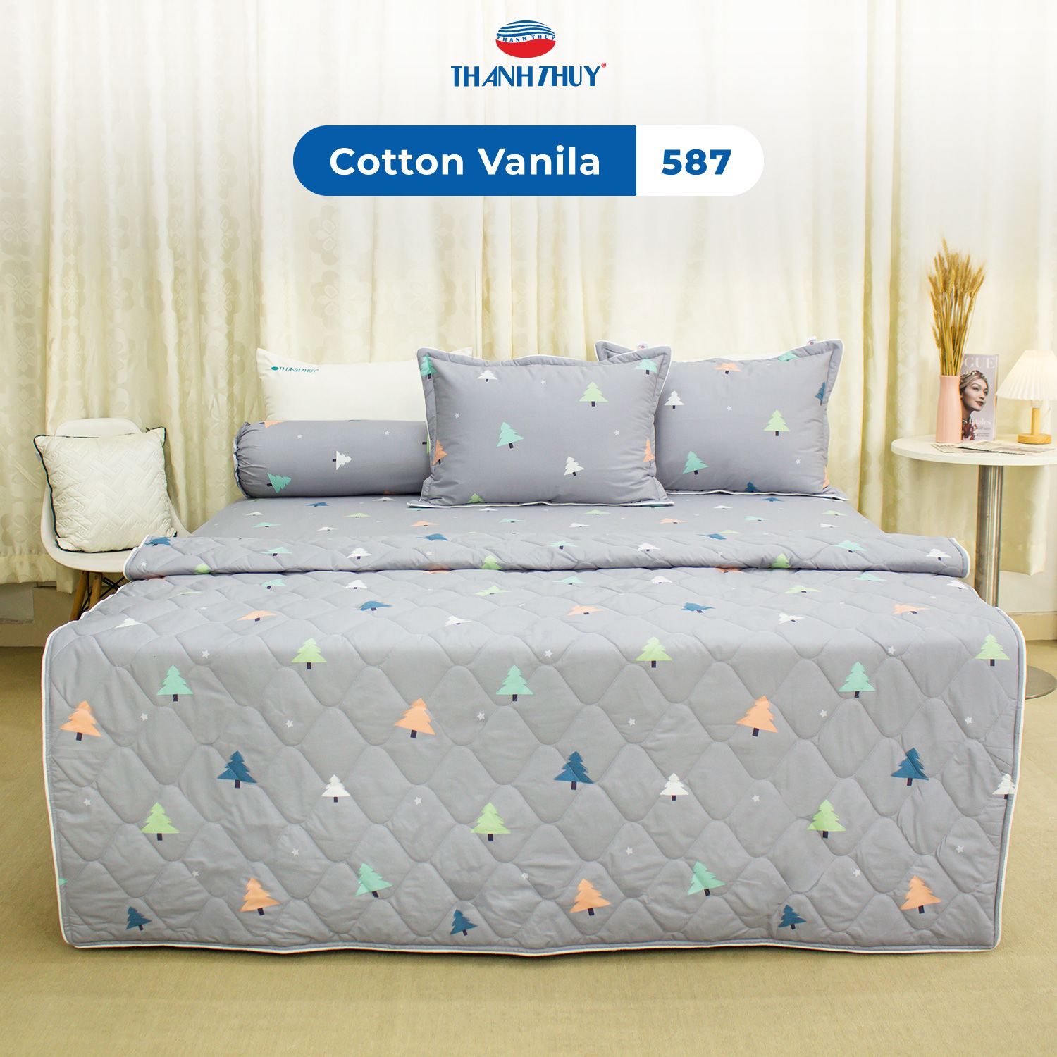  Bộ Ga Bọc Cotton Vanila (Vỏ Gối Không Lót Gòn) 587 