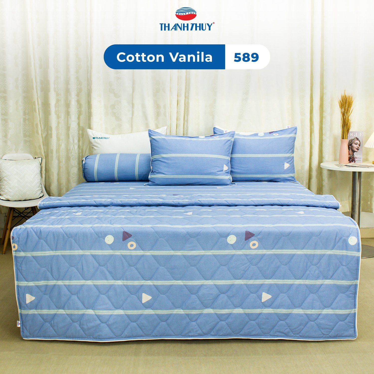  Bộ Ga Bọc Cotton Vanila (Vỏ Gối Không Lót Gòn) 589 