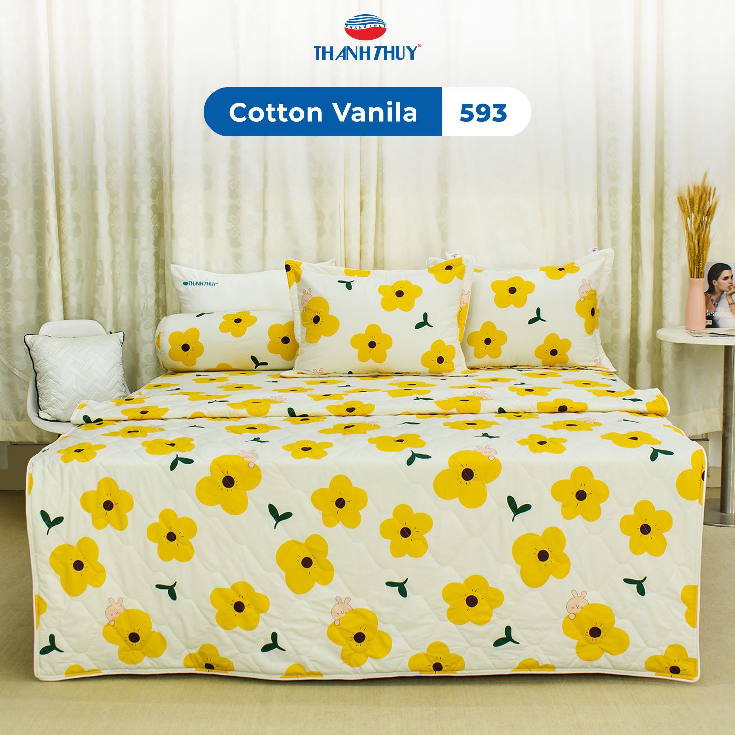  Bộ Ga Bọc Cotton Vanila (Vỏ Gối Không Lót Gòn) 593 