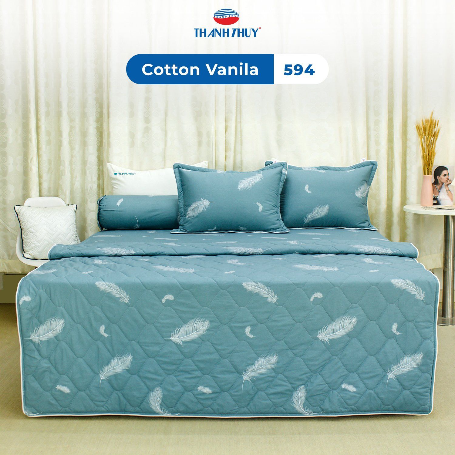  Bộ Ga Bọc Cotton Vanila (Vỏ Gối Lót Gòn) 594 