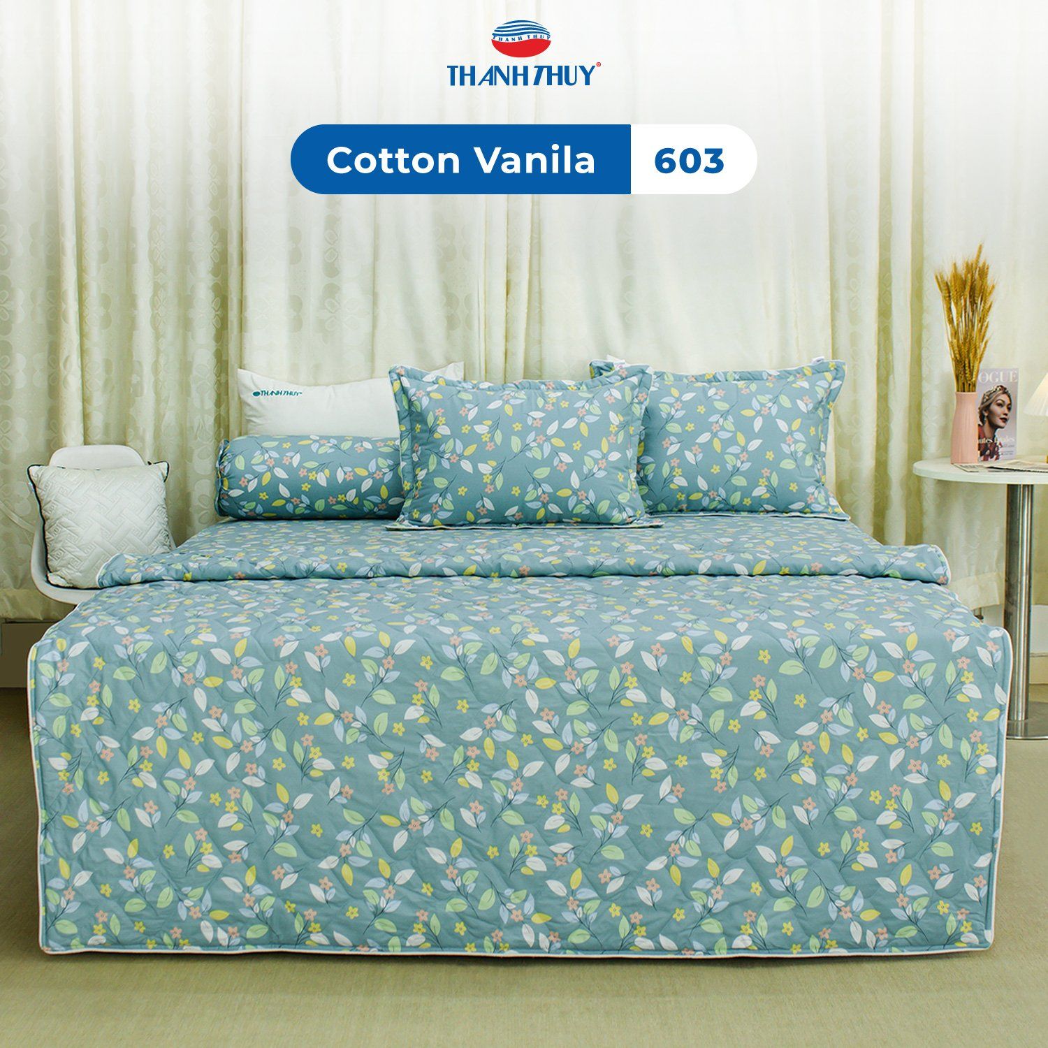  Bộ Ga Bọc Cotton Vanila (Vỏ Gối Lót Gòn) 603 