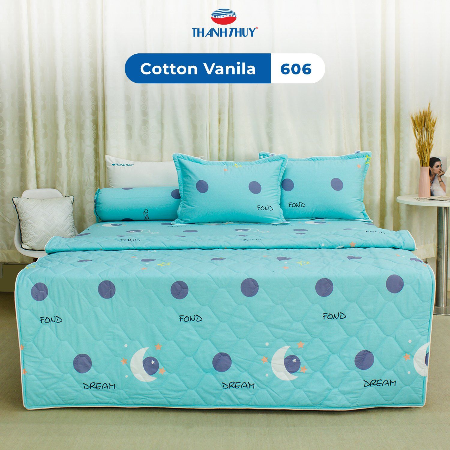  Bộ Ga Bọc Cotton Vanila (Vỏ Gối Lót Gòn) 606 