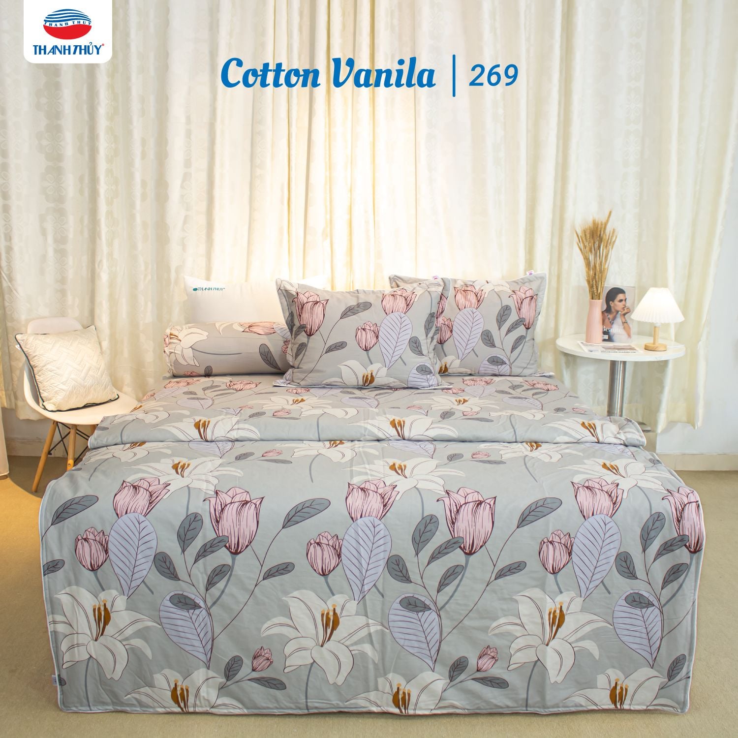  Bộ Ga Bọc Cotton Vanila (Vỏ Gối Không Lót Gòn) 269 