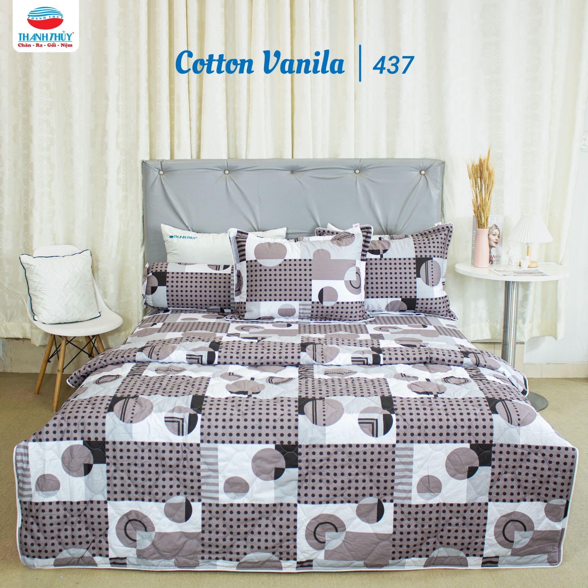  Bộ Ga Bọc Cotton Vanila (Vỏ Gối Không Lót Gòn) 437 