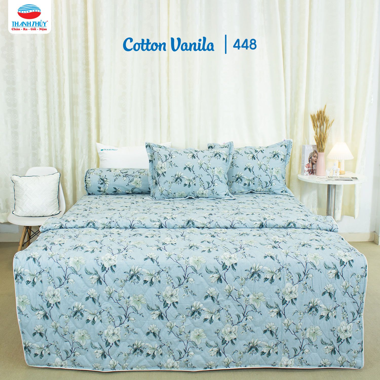  Bộ Ga Bọc Cotton Vanila (Vỏ Gối Lót Gòn) 448 