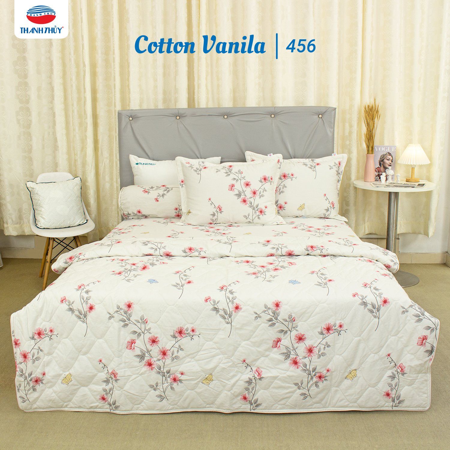  Bộ Ga Bọc Cotton Vanila (Vỏ Gối Không Lót Gòn) 456 