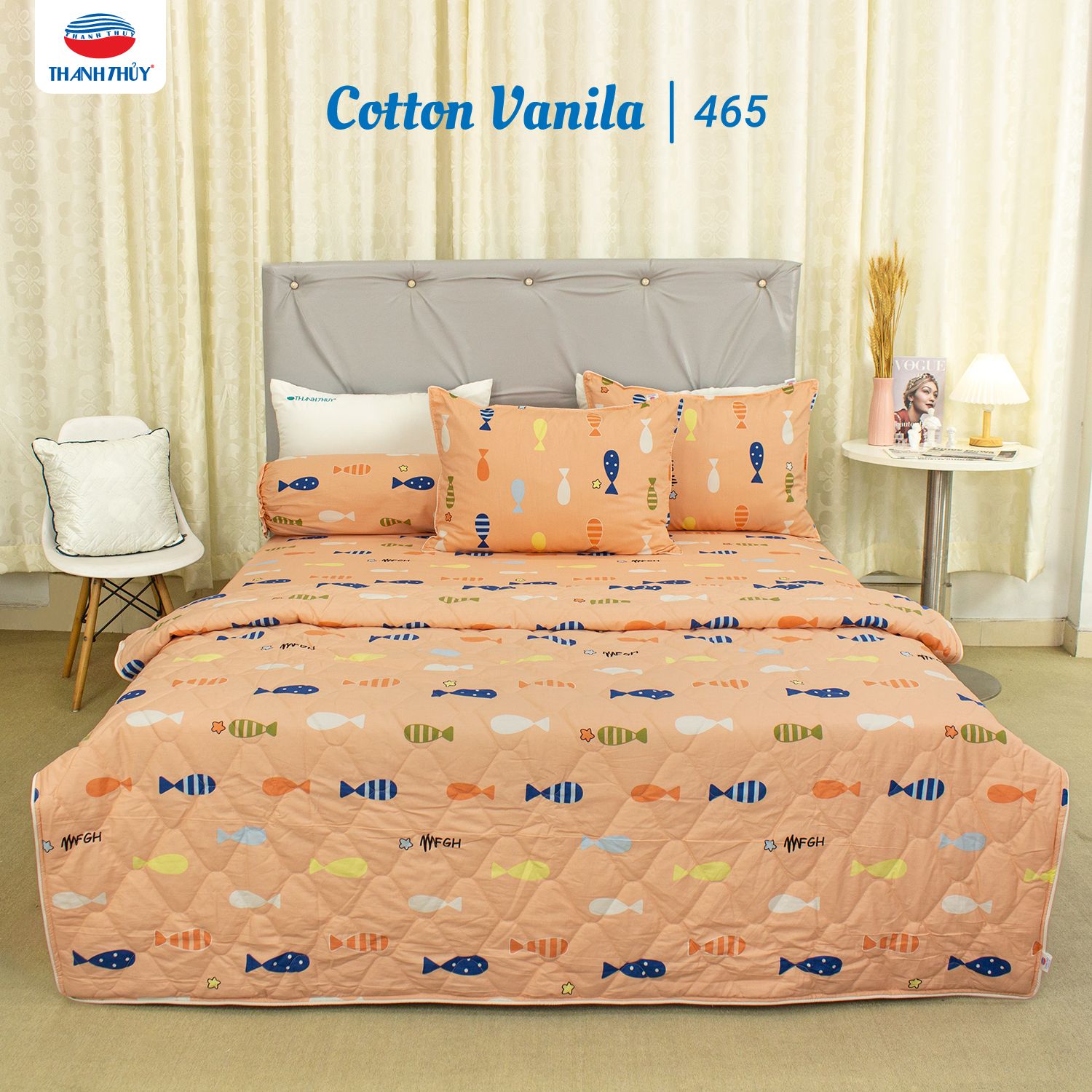  Bộ Ga Bọc Cotton Vanila (Vỏ Gối Không Lót Gòn) 465 