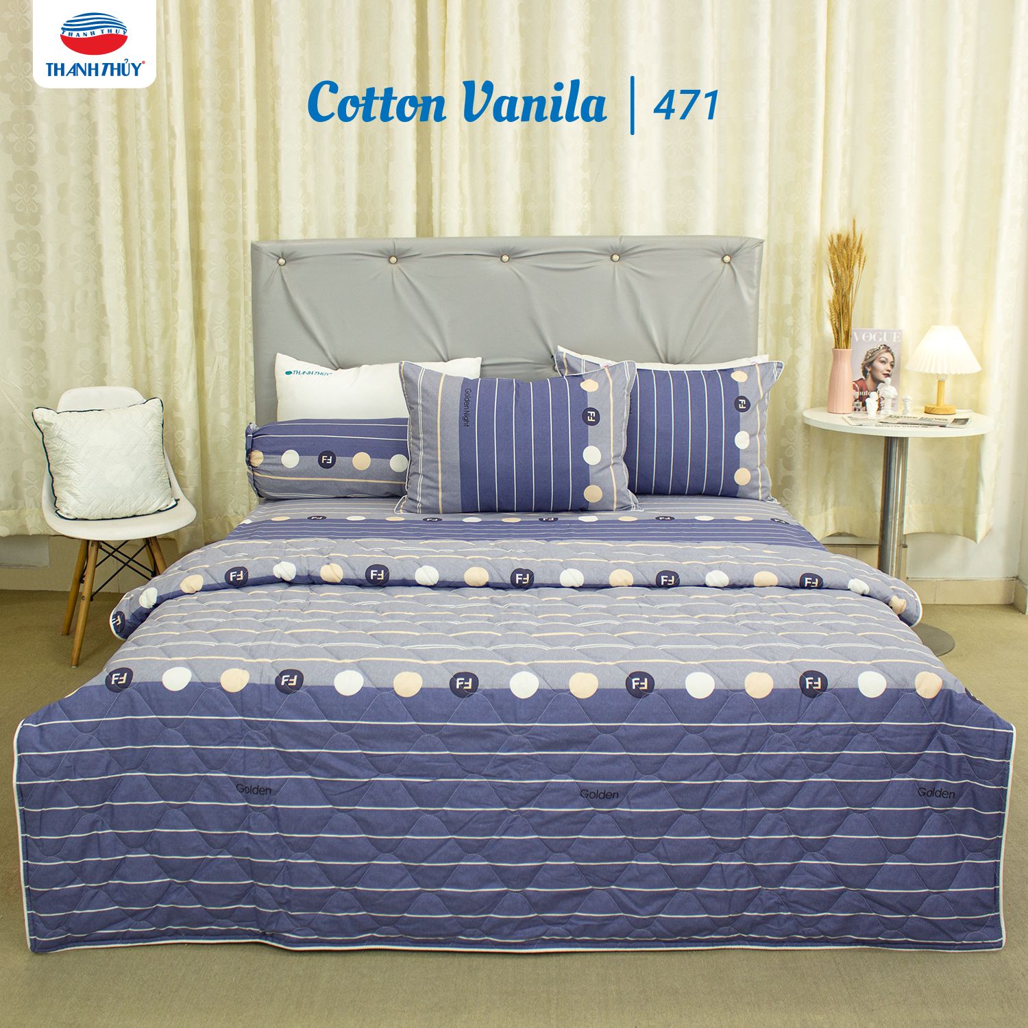  Bộ Ga Bọc Cotton Vanila (Vỏ Gối Không Lót Gòn) 471 