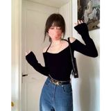  Áo thun ôm tay dài trễ vai 