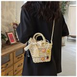  Túi cói vuông đi biển đính hoa, dạo phố, chụp ảnh đẹp cho nữ, túi đeo chéo dễ thương 