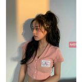  Áo croptop tay ngắn thêu hình giá rẻ 