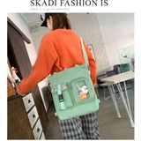  Túi tole kiêm balo, không kèm gấu cà rốt và thỏ, chất vải bố mềm dày dặn, phù hợp đi học, đi dạo phố 