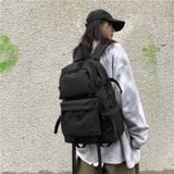 Balo trơn đơn giản nam nữ size lớn 33x45 vừa laptop to, đi học, du lịch, có nhiều ngăn, cá tính trơn đen mã BV73 