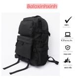  Balo trơn đơn giản nam nữ size lớn 33x45 vừa laptop to, đi học, du lịch, có nhiều ngăn, cá tính trơn đen mã BV73 