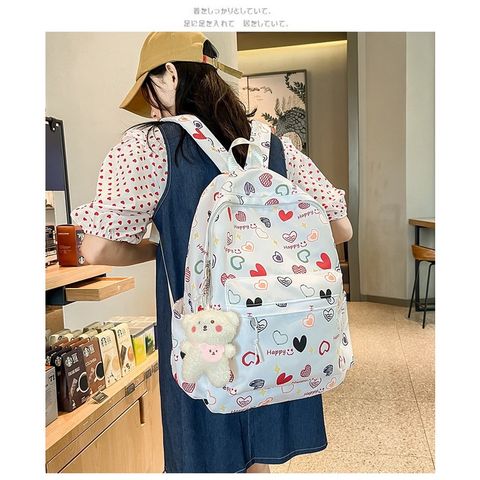  Balo hoạ tiết tim hoa dễ thương, hot trend balo nữ, học sinh sinh viên. 