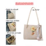  Túi tole đeo vai Xinh Xinh đi biển, du lịch, giỏ chụp ảnh đính hoa thủ công mẫu mới hàng đẹp cho nữ BLXX11 