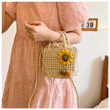  Túi cói vuông đi biển đính hoa, dạo phố, chụp ảnh đẹp cho nữ, túi đeo chéo dễ thương 
