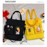  Túi tole kiêm balo, không kèm gấu cà rốt và thỏ, chất vải bố mềm dày dặn, phù hợp đi học, đi dạo phố 