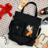  Túi tole kiêm balo, không kèm gấu cà rốt và thỏ, chất vải bố mềm dày dặn, phù hợp đi học, đi dạo phố 