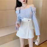  Quần giả váy đắp chéo eo, chỉ nổi sành điệu cho nữ, chất kaki đẹp, size SM, mã QV01 