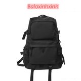  Balo trơn đơn giản nam nữ size lớn 33x45 vừa laptop to, đi học, du lịch, có nhiều ngăn, cá tính trơn đen mã BV73 
