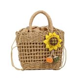  Túi cói vuông đi biển đính hoa, dạo phố, chụp ảnh đẹp cho nữ, túi đeo chéo dễ thương 