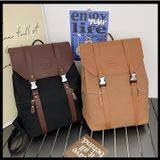  Balo da Pu nắp gập sang trọng, phong cách vintage, cổ điển, balo nam nữ 