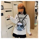  Balo mini kiêm túi đeo chéo thú bông hình con mèo đáng yêu, chất lông 