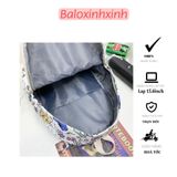  Balo họa tiết nam nữ đi học đi chơi , cặp sách cấp 1, 2, 3, túi sách sinh viên du lịch, kiểu dáng Hàn Quốc cỡ vừa 