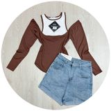  Áo yếm cổ tay dài Freesize 