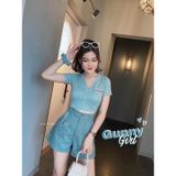  Áo croptop tay ngắn thêu hình giá rẻ 