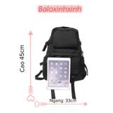  Balo trơn đơn giản nam nữ size lớn 33x45 vừa laptop to, đi học, du lịch, có nhiều ngăn, cá tính trơn đen mã BV73 