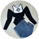  Áo yếm cổ tay dài Freesize 