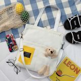  Túi tole kèm gấu bông, đi học, đi chơi, chất bố mềm, đựng vừa sách vở, thích hợp đi học, đi du lịch 