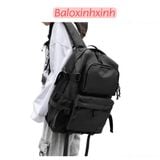  Balo trơn đơn giản nam nữ size lớn 33x45 vừa laptop to, đi học, du lịch, có nhiều ngăn, cá tính trơn đen mã BV73 