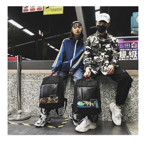  Balo phom vuông họa tiết lá năng động, Ba lô đi học đi chơi phong cách Mã sản phẩm FT28 