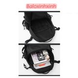  Balo trơn đơn giản nam nữ size lớn 33x45 vừa laptop to, đi học, du lịch, có nhiều ngăn, cá tính trơn đen mã BV73 