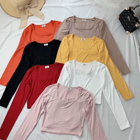  Áo croptop dáng dài thun lụa cổ u dành cho nữ, Freesize, hot 2023 