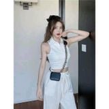  Áo ba lỗ nữ, áo Croptop sát người cổ bẽ, Freesize 