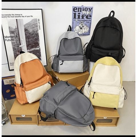  Balo học sinh, cặp sách sinh viên basic phối màu bắt mắt, đơn giản cho nam nữ 