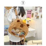  Balo capybara Xinh Xinh phom tròn cỡ to, cặp sách đi học, túi đeo nam nữ mẫu mới rẻ đẹp 