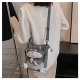  Balo mini kiêm túi đeo chéo thú bông hình con mèo đáng yêu, chất lông 